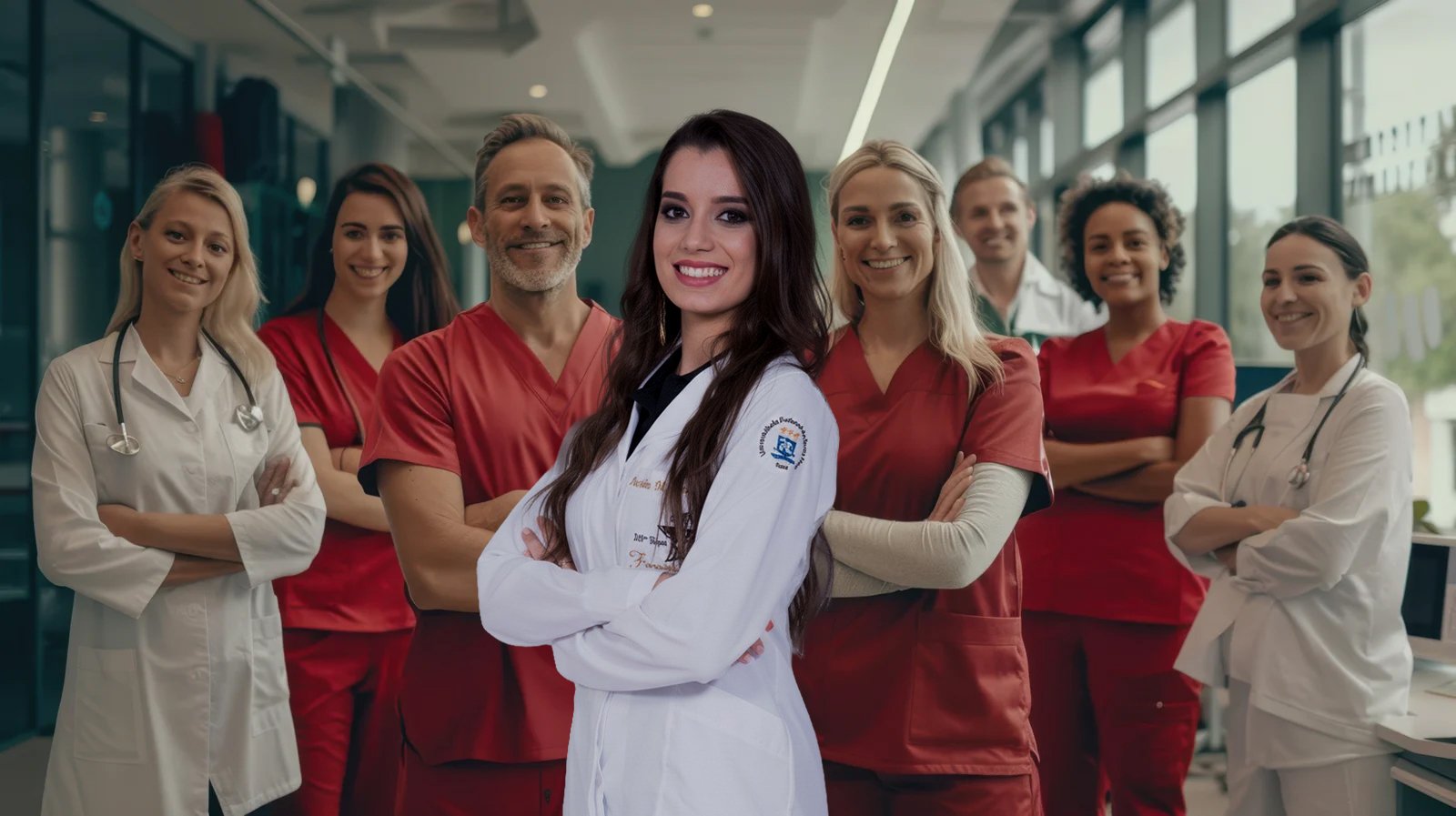 Médica sorrindo e segurando a mão de uma paciente idosa em atendimento domiciliar