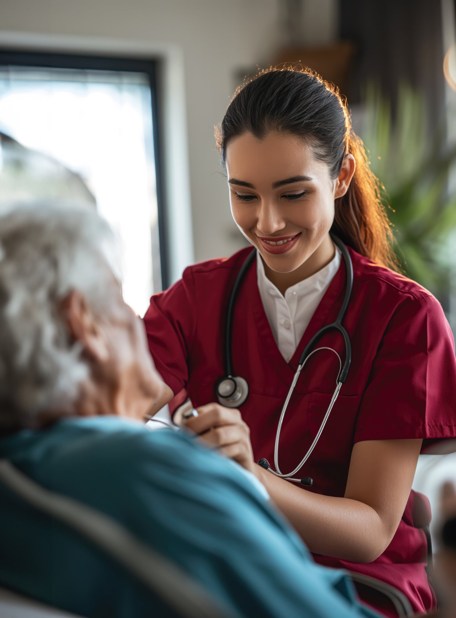 Equipe médica e de enfermagem reunida, representando o atendimento multidisciplinar
